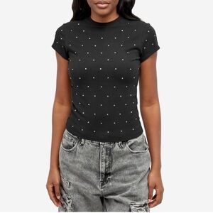 Good American Women's Crystal T-Shirt in Black S